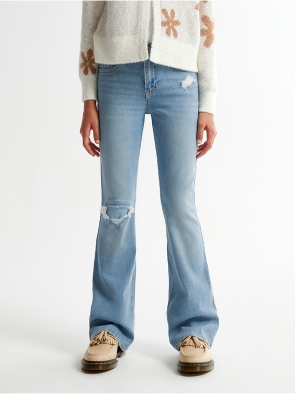 Abercrombie Kids Girls High Rise Flare Jeans | Light Wash | Size 11/12 Regular